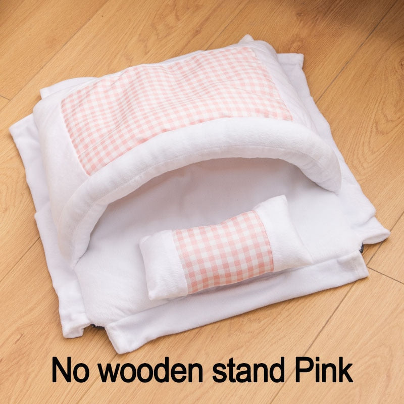 SHUANGMAO Pet Cat Bed Removable Sleeping Bag Hammock Beds for Lounger Wooden Cats House Winter Warm Pets Bed Small Dogs Sofa Mat