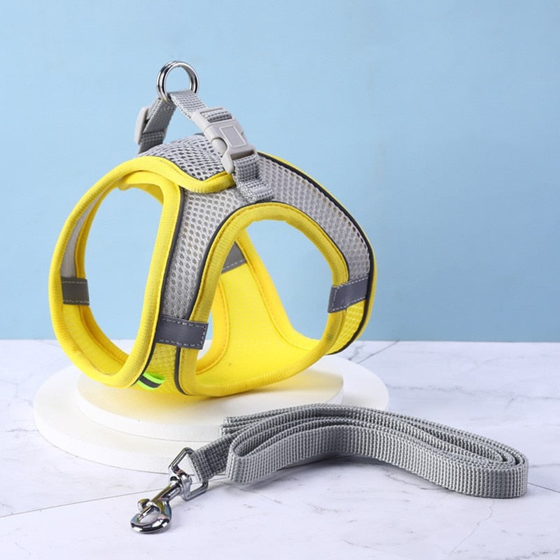 Dog Harness &amp; Leash Set - Summer Dog Harness Super Breathable Mesh Reflective And Anti-Pull Pet Harness Suitable For Outdoor Wal