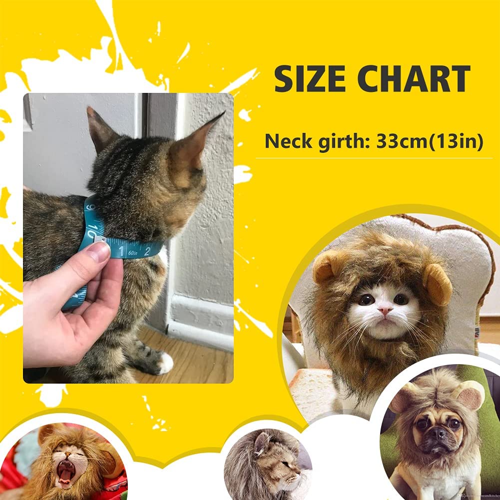 ATUBAN Lion Mane Wig for Dog and Cat Costume Pet Halloween Costume Cat Lion Mane Wig Halloween Outfit Small Dog Lion Hat