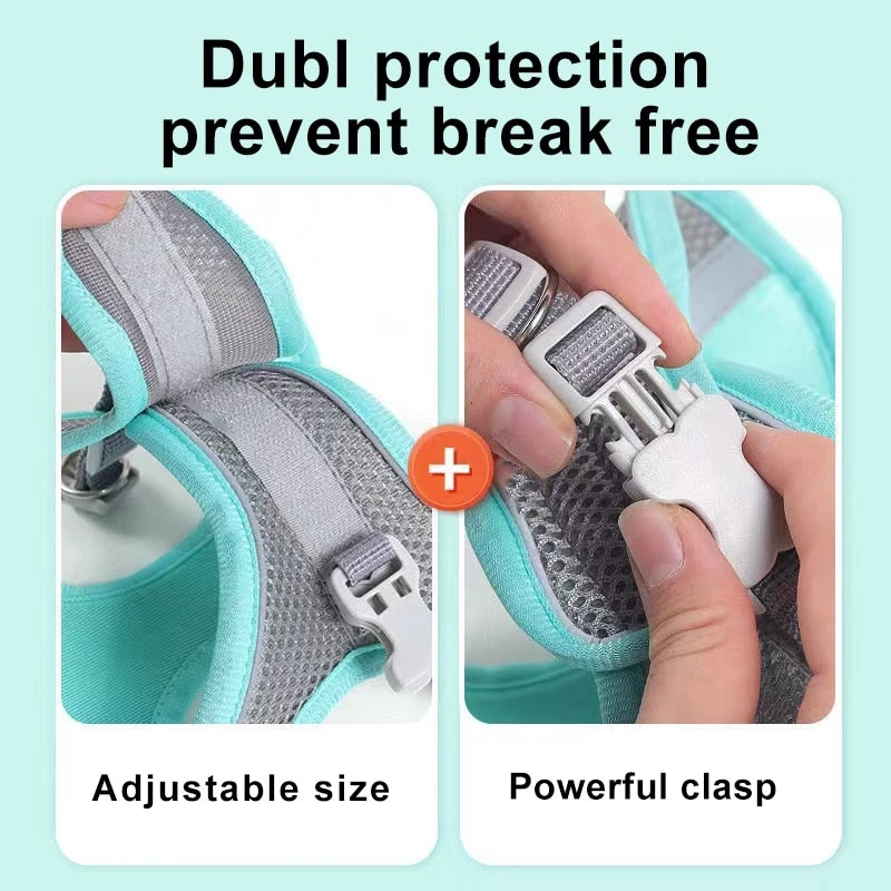 Dog Harness &amp; Leash Set - Summer Dog Harness Super Breathable Mesh Reflective And Anti-Pull Pet Harness Suitable For Outdoor Wal